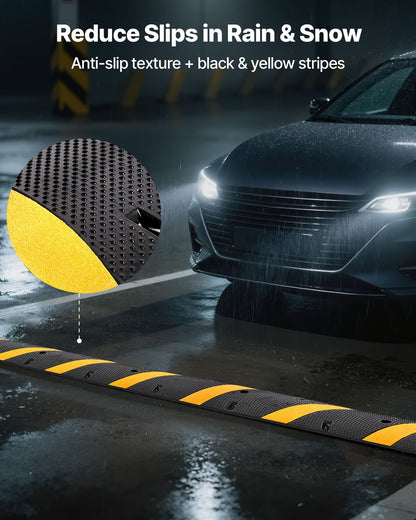 1830MM Rubber Speed Bump, 2 Channel, Heavy Duty Traffic Speed Hump, 9,979 kg/axle Load Capacity, Cable Protector Ramp with Expansion Screws, for Asphalt Concrete Gravel Driveway Road, 1 Pack