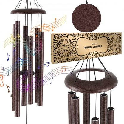 Wind Chimes for Outside, 1143 mm, Deep Tone Wind Chimes with 6 Tubes, Unique Large Memorial Wind Chimes for Anniversary, Amazing Outdoor Decor for Your Patio, Porch, Garden and Backyard, Bronze