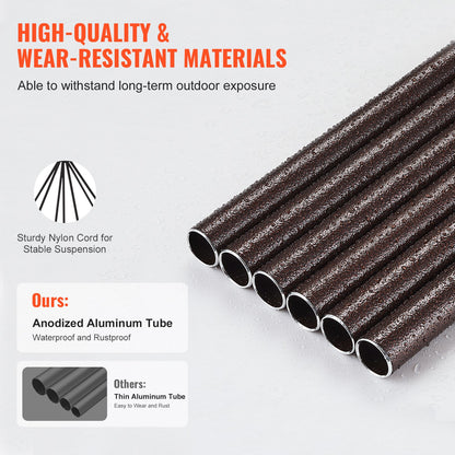 Vindspel för utomhusbruk, 1143 mm, vindspel med djup ton och 6 rör, unika stora vindspel för minnesmärken för årsdagar, fantastisk utomhusdekor för din uteplats, veranda, trädgård och bakgård, brons