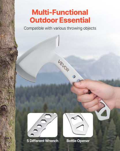 Kastyxor och tomahawker, 3-pack yxyxor och 3-pack knivar, kastprodukter, handtag med skiftnyckel och flasköppnare, rostfritt stål, svart nylonslida, för tävlingar i fritiden