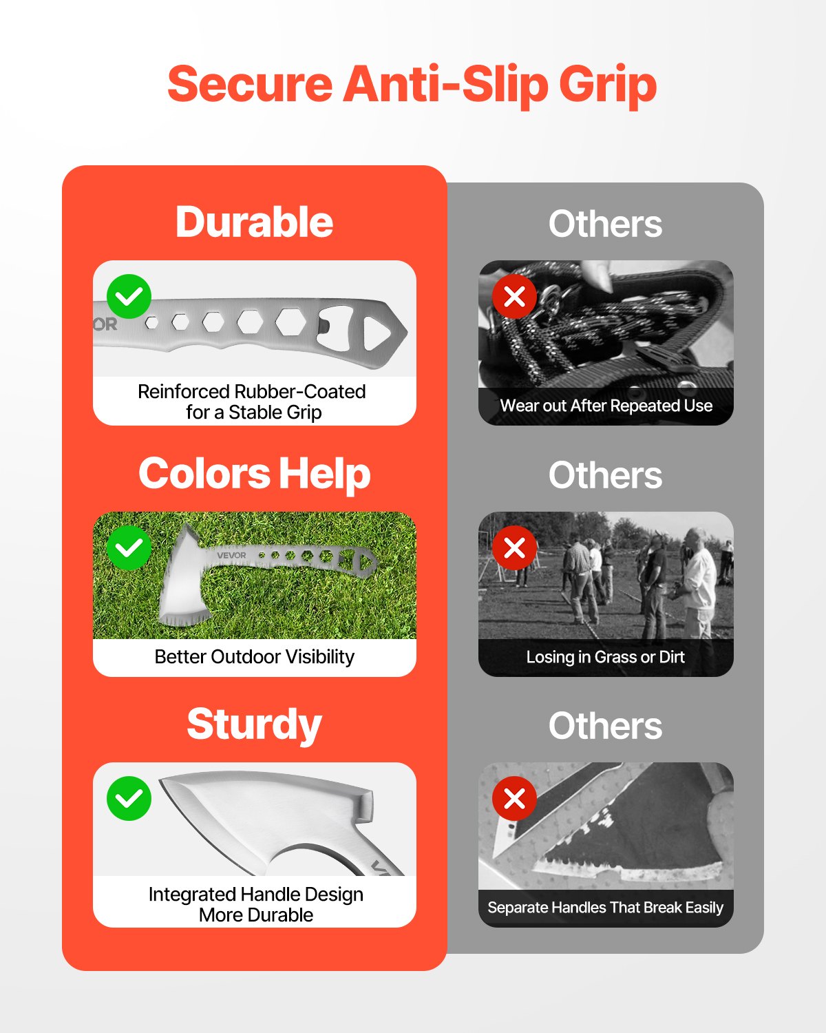 Kastyxor och tomahawker, 3-pack yxyxor och 3-pack knivar, kastprodukter, handtag med skiftnyckel och flasköppnare, rostfritt stål, svart nylonslida, för tävlingar i fritiden