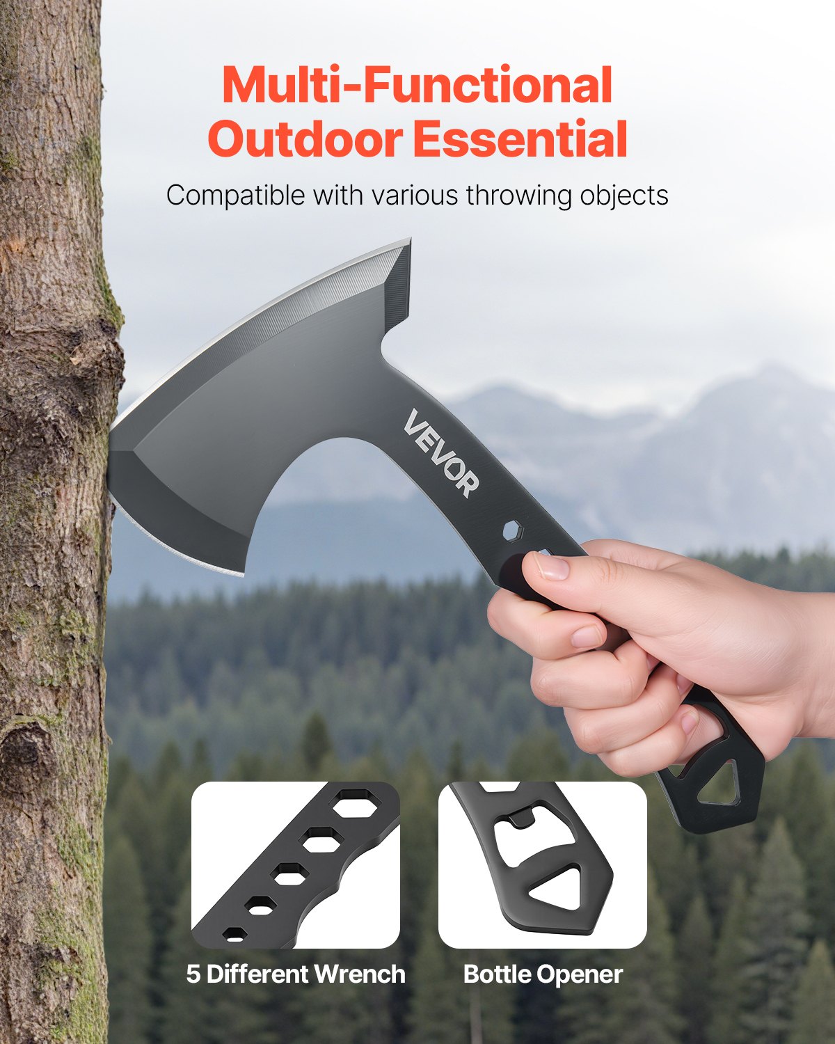 Throwing Axes and Tomahawks, 3 Pack Axe Throwing Hatchet Set, Multi-Functional Handle with Wrench and Bottle Opener, Stainless Steel, with Black Nylon Sheath, for Recreation and Competition