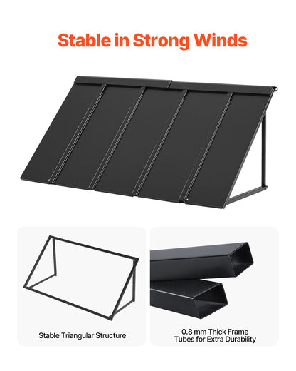 Fast metallmarkis 56 x 24 tum, fönstermarkis, dörrtak, stabil triangelmarkis med stålram för dörrar, utvändigt regn- och snöskydd för dörringång, fönster, verandor, balkonger