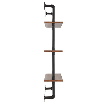 Industrial Pipe Shelf, 3 Tier 32x7.87in, Wall-Mount Floating Rustic Wood Shelves Bracket Display Bookshelf, Storage Rack Sundries Holder for Kitchen Bedroom Bathroom Living Room, Black