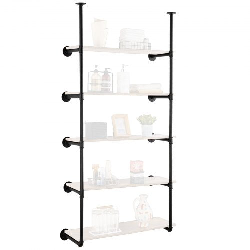 Industrial Pipe Shelf 5 Tier 2PCS 25 cm W Wall-Mount Planks NOT Included
