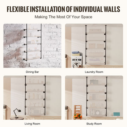 Industrial Pipe Shelf 5 Tier 2PCS 25 cm W Wall-Mount Planks NOT Included