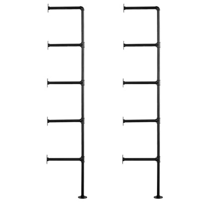 Industrial Pipe Shelf 5 Tier 2PCS 25 cm W Wall-Mount Planks NOT Included