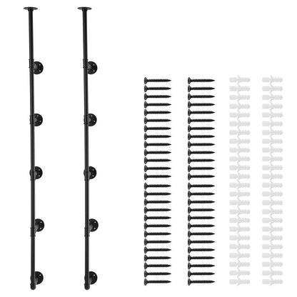 Industrial Pipe Shelf 5 Tier 2PCS 25 cm W Wall-Mount Planks NOT Included