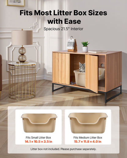 Cat Litter Box Enclosure Furniture, 80 cm Hidden Litter Box Cabinet with Scratch Pad & Storage, Waterproof Cat Washroom End Table Cat House, Fit Most of Litterbox, for Bedroom Living Room