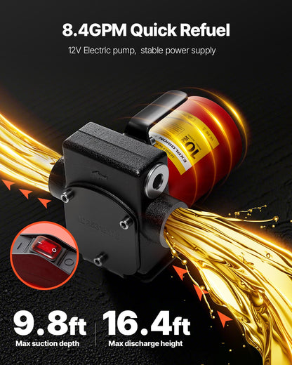 30 Gallon Fuel Caddy, Max Flow 32L/min, Gasoline & Diesel Fuel Tank with Electric Pump, Portable Fuel Storage Tank with 2 Wheels & 10 ft Hose, Gas Caddy for ATV Car Mowers Boat Motorcycle