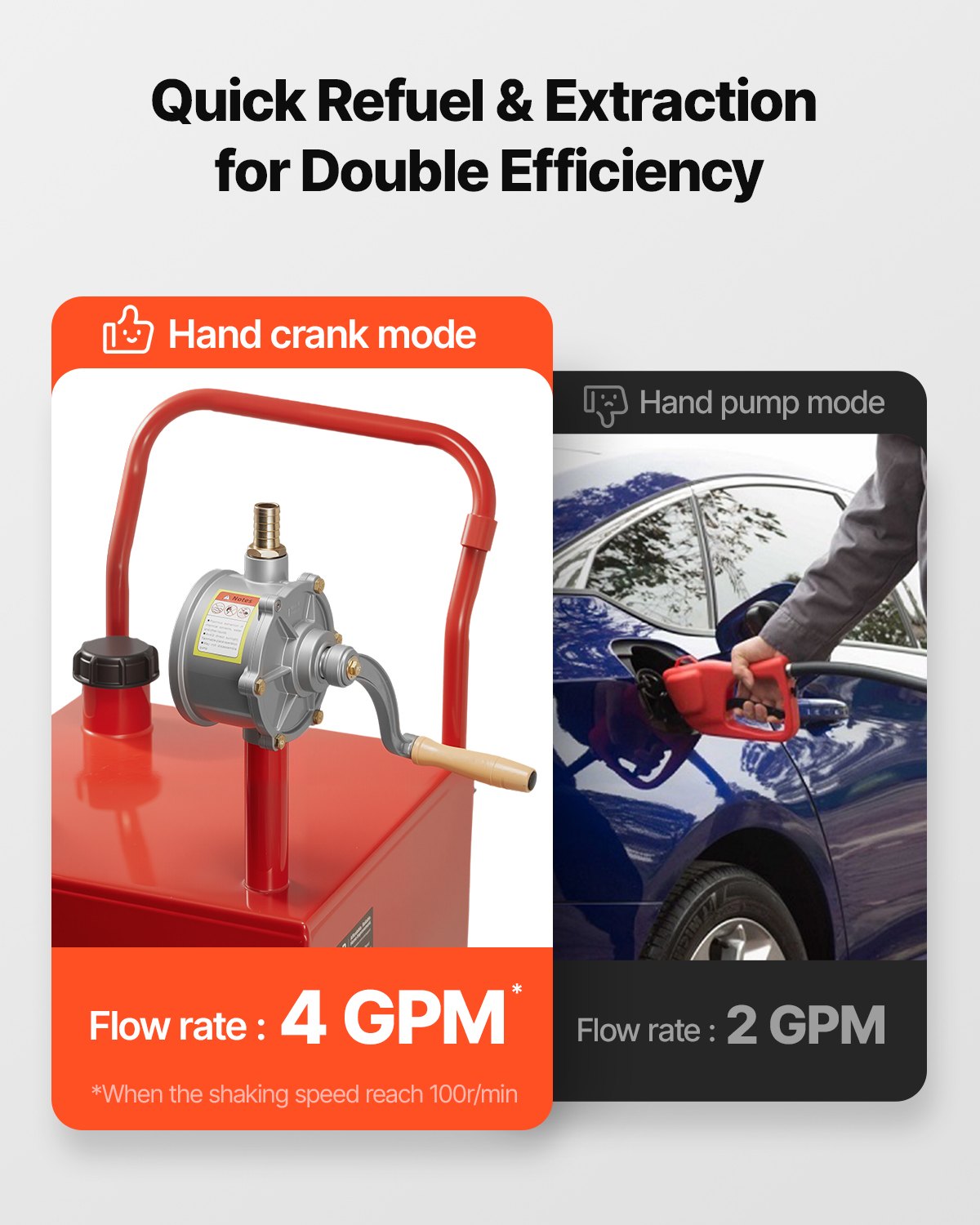 20-gallons bränslebehållare, bensin- och dieseltank med manuell överföringspump, bärbar bränsletank med 2 hjul och 10 fots slang, bensinbehållare för bilar, gräsklippare, fyrhjulingar, båtar, mer, röd