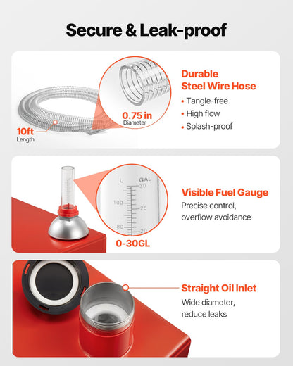 20-gallons bränslebehållare, bensin- och dieseltank med manuell överföringspump, bärbar bränsletank med 2 hjul och 10 fots slang, bensinbehållare för bilar, gräsklippare, fyrhjulingar, båtar, mer, röd