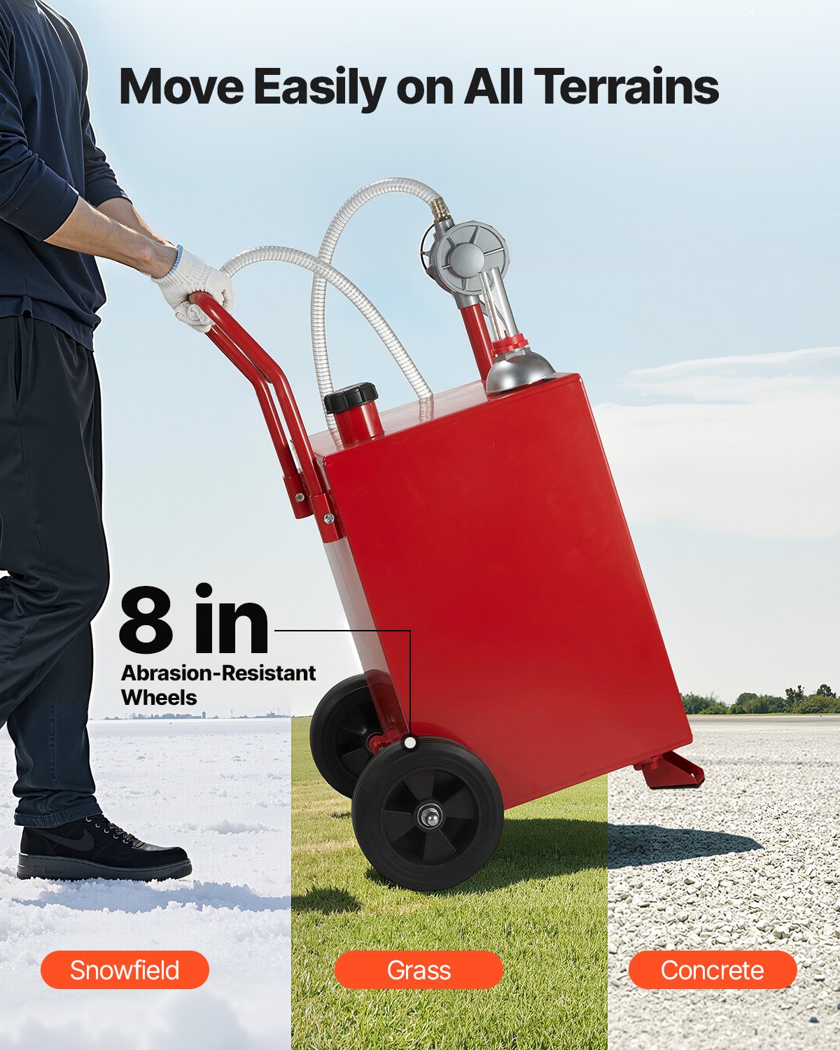 20-gallons bränslebehållare, bensin- och dieseltank med manuell överföringspump, bärbar bränsletank med 2 hjul och 10 fots slang, bensinbehållare för bilar, gräsklippare, fyrhjulingar, båtar, mer, röd