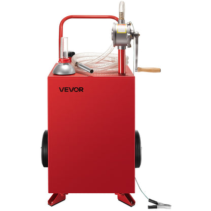 20-gallons bränslebehållare, bensin- och dieseltank med manuell överföringspump, bärbar bränsletank med 2 hjul och 10 fots slang, bensinbehållare för bilar, gräsklippare, fyrhjulingar, båtar, mer, röd