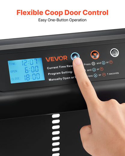 Automatisk hönshusdörr, batteridriven hönshusdörr med timer och manuell inställning, klämskydd, hållbar aluminiumlegering, automatisk grindöppnare för hönsgård med vattentät tätning, svart