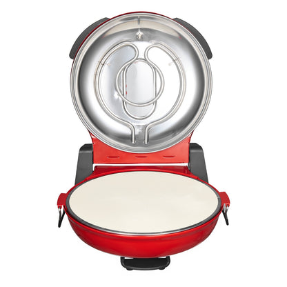 Pizza Oven, 304.8 mm Electric Pizza Maker, 1200W Electric Pizzas Cooker with Cordierite Stone, 5-Mode Temperature Control, Viewing Window for Precise Cooking, Heats up to 420℃, for Home (Red)