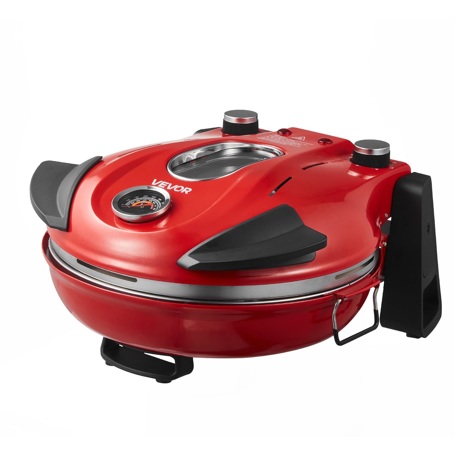 Pizza Oven, 304.8 mm Electric Pizza Maker, 1200W Electric Pizzas Cooker with Cordierite Stone, 5-Mode Temperature Control, Viewing Window for Precise Cooking, Heats up to 420℃, for Home (Red)