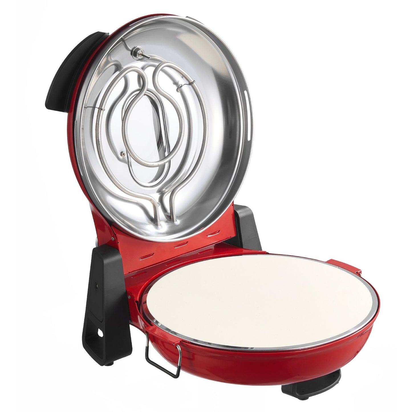 Pizza Oven, 304.8 mm Electric Pizza Maker, 1200W Electric Pizzas Cooker with Cordierite Stone, 5-Mode Temperature Control, Viewing Window for Precise Cooking, Heats up to 420℃, for Home (Red)