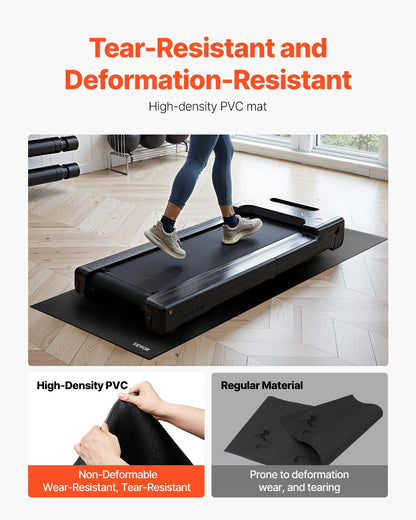 Löpbandsmatta för heltäckningsmatta, 6 mm tjock, 760x1820 mm träningsmatta för löpband, stationära cyklar och liggcyklar, golvskydd i hög densitet av PVC, vattentät och halkfri för hemmagym