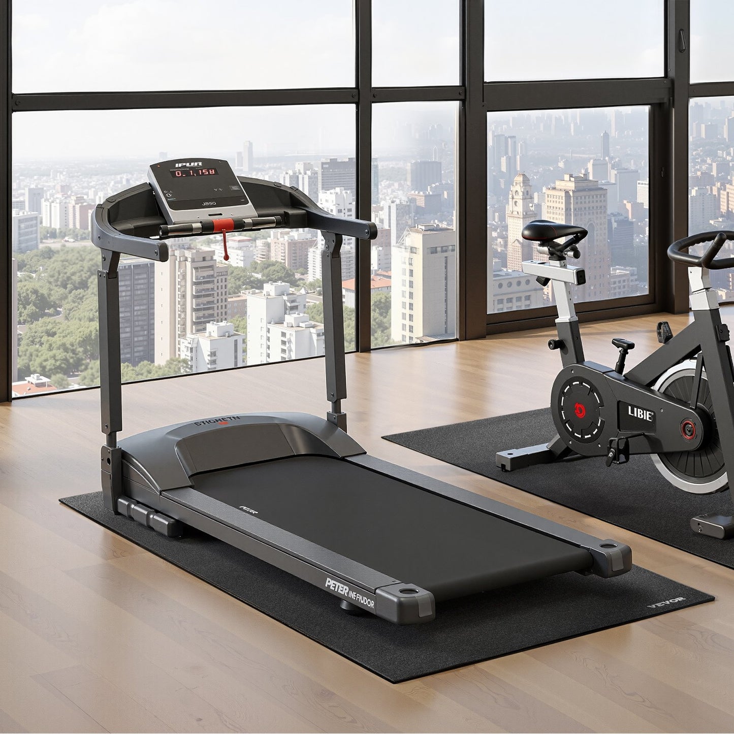 Löpbandsmatta för heltäckningsmatta, 6 mm tjock, 760x1820 mm träningsmatta för löpband, stationära cyklar och liggcyklar, golvskydd i hög densitet av PVC, vattentät och halkfri för hemmagym