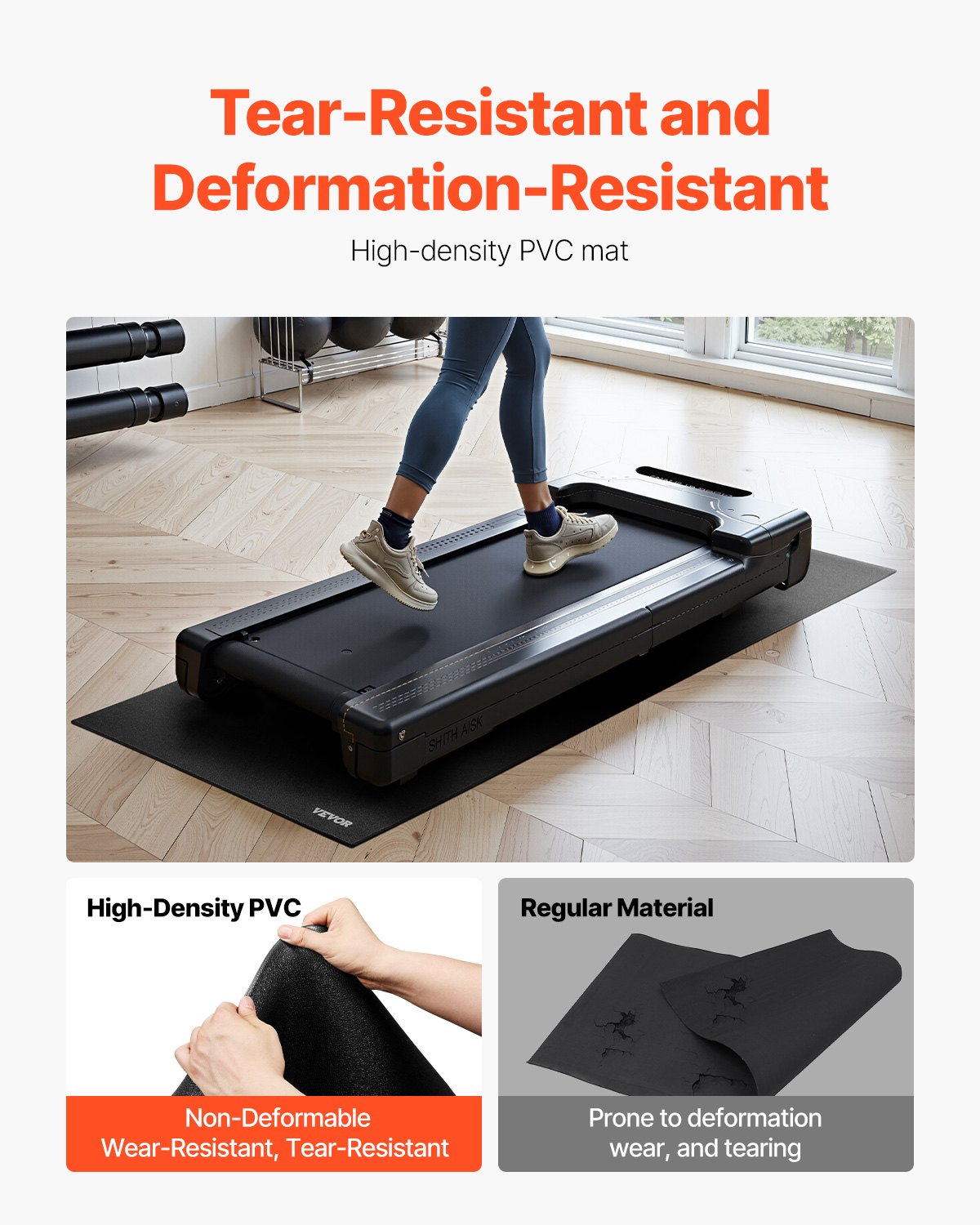 Treadmill Mat for Carpet Floor, 6 mm Thick, 915x1820 mm Exercise Equipment Mat for Treadmills, Elliptical, Rowing Machine, High Density PVC Floor Protector, Waterproof and Non-slip for Home Gym