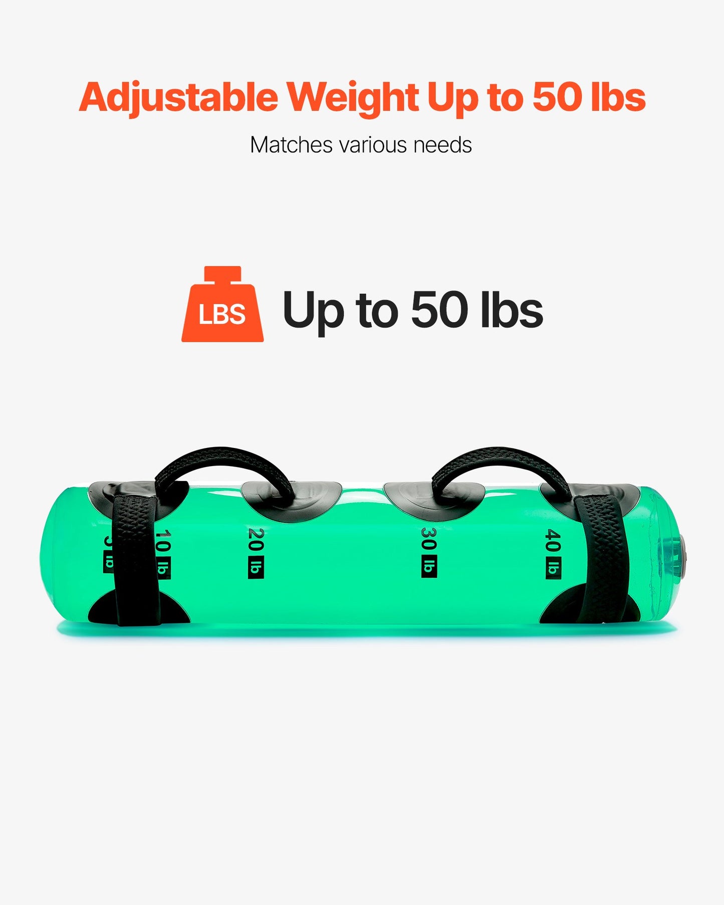 Vattenvikter Aqua Bag, Stora Aqua Bags för Träning, 22,68 kg Justerbar Bärbar Stabilitets- och Helkroppsträningsutrustning, För Styrketräning, Bål- och Balansträning, Hemmagymträning