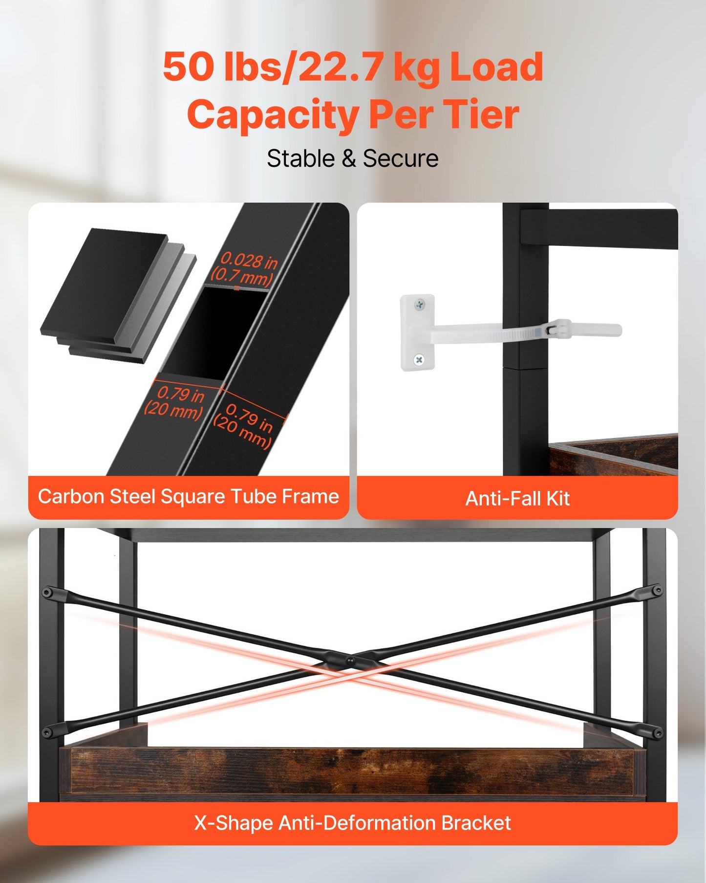 Industrial Bookshelf, 6-Tier, Vintage Ladder Shelf Bookshelves and Bookcases, with Metal Frame, Book Organizer with Open Shelves, for Living Room, Bedroom, Kitchen, Home Office, Rustics Brown