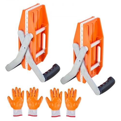 Double Handed Stone Carrying Clamps, 299 kg Load Capacity, 2 Pack Granite Panel Carriers Lifting Tools with Rubber-lined (0-60 mm), Heavy Duty lifting Clamps for Plywood, Glass, Granite