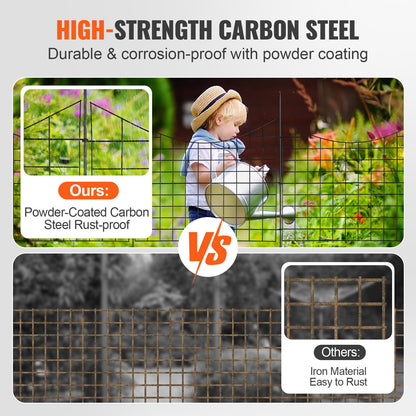 Garden Fence, No Dig Fence 92.96 (H) x 74.93 cm (L) Animal Barrier Fence, Underground Decorative Garden Fencing with 16 cm Spike Spacing, Metal Dog Fence for the Yard and Outdoor Patio, 5 Pack