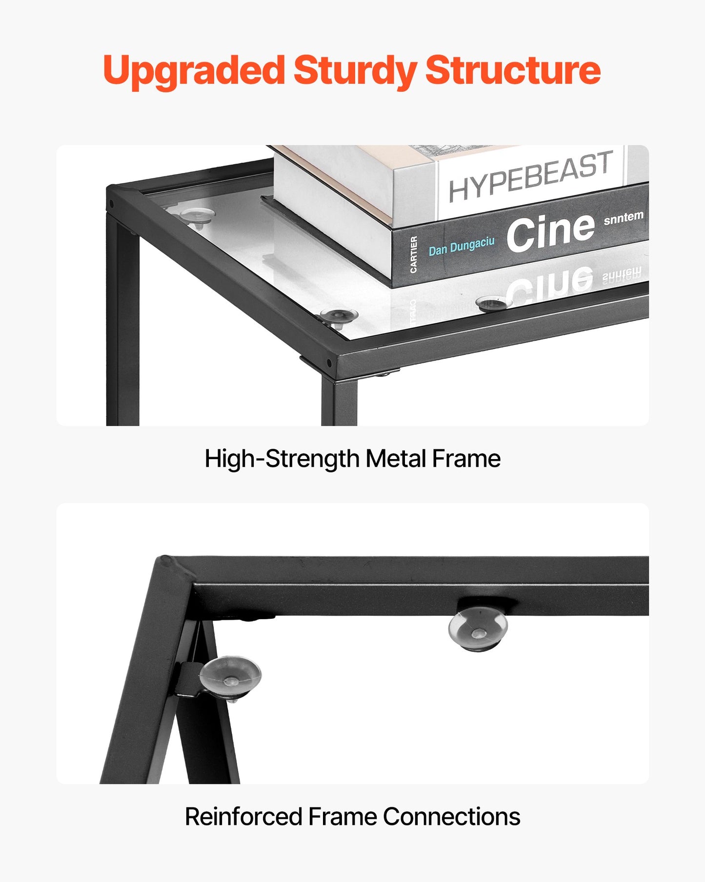 3-Tier Glass Console Table, Modern Rectangle Sofa Side Table with Tempered Glass Top and Iron Legs, Golden Consloe Desk with Anti-Tip Device for Living Room, Hallway, Entryway, Foyer, Black