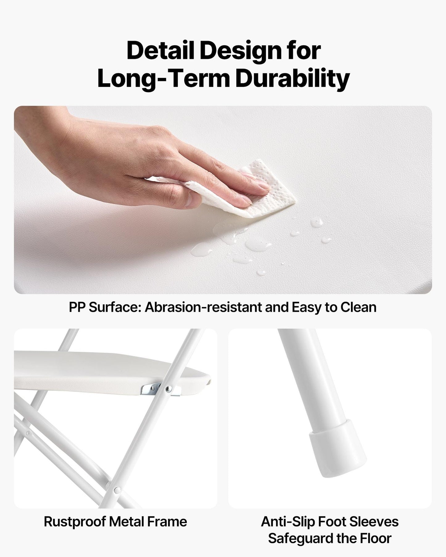 6 Pack Folding Chairs, Foldable Plastic Chairs with Heavy Duty Metal Frame, Portable Folding Card Table Chairs, Stackable Indoor Outdoor Seats for Home, Yard, Garden, Parties, Events, White