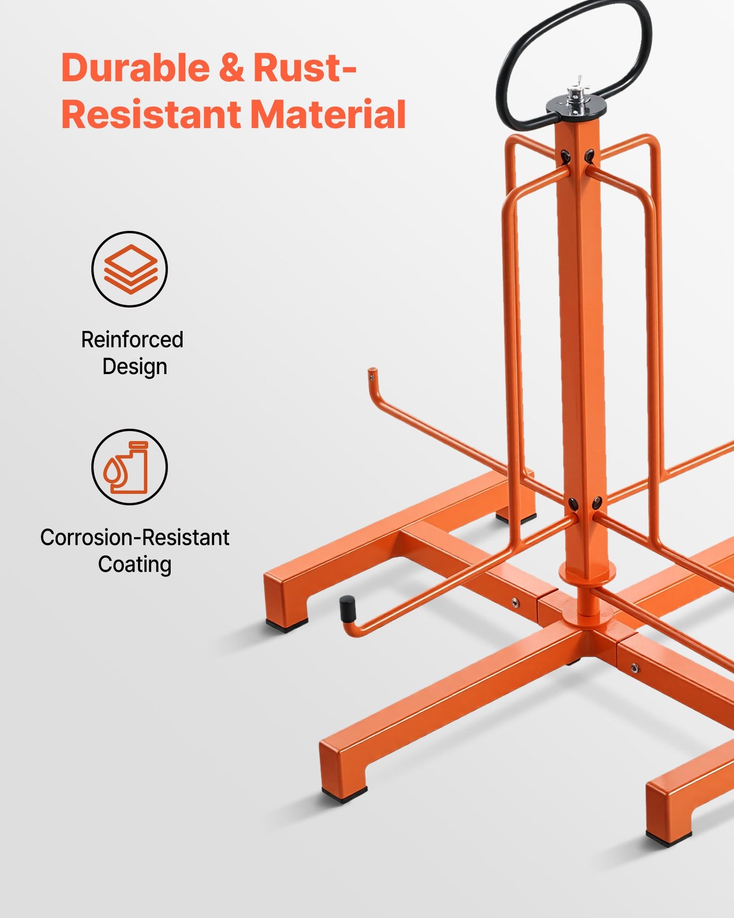 Cable Dispenser, Floor or Stud Mounted, Wire Spool Rack, Portable Wire Rack Dispenser with Anti-Slip Metal Handle for Wiring Transport, Swivel Eyelet, for Electrical, Industrial and Retail Use