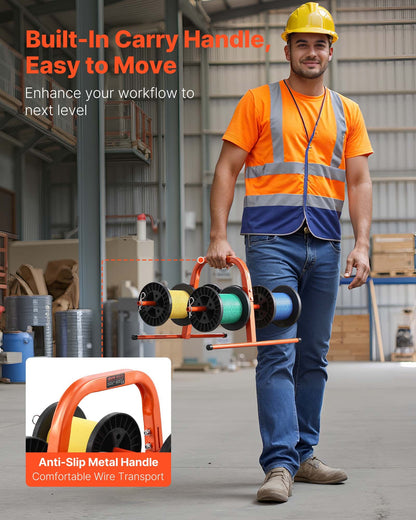 Wire Spool Rack, 45 kg / 100 lbs Capacity, Smart Hand Caddy, Heavy-Duty Steel Wire Dispenser Holder for Up to 8 Spools, MAX 240 mm / 9.45 in Diameter, Easy Lift Design for Electrical Industrial and Retail Use