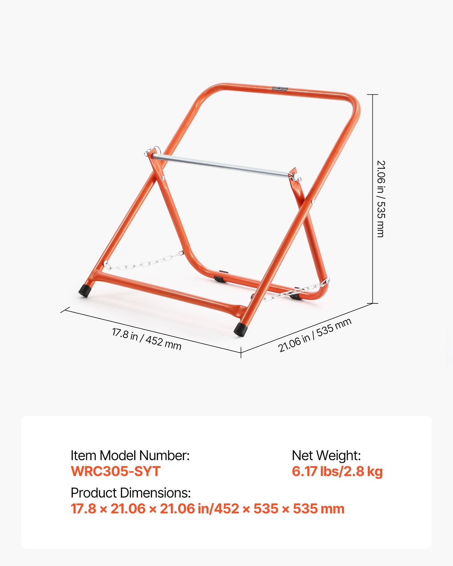 Kabelhållare, kraftig stålram, spolhållare för elkablar, bärbar kabeldispenser för spolar upp till 508 mm / 20 tum i diameter, 45 kg / 100 lbs kapacitet för kabelvindor, elektrisk industri detaljhandel