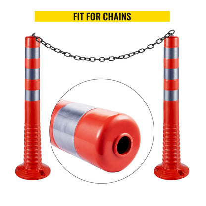 Traffic Delineator, 6 PCS Posts Channelizer Cone, Delineator Post Kit 30” in Height, PU Traffic Post, Orange Safety Cones, Portable Spring Posts with Base, Barrier Cones with Reflective Bands