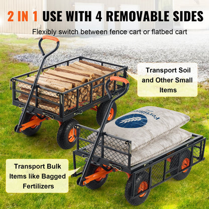 Garden Dump Cart Heavy-duty Metal Yard Carts and Wagons 880 lbs/399.2 kg Loading