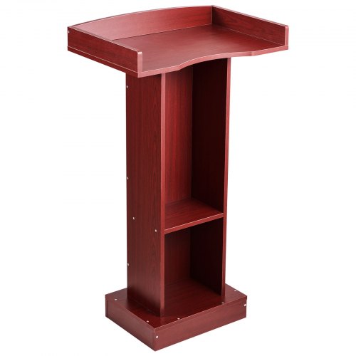 Podium Stand, 1040 mm Wooden Lectern, Laptop Desk with Wide Reading Surface and Storage Shelf, Edge Stopper, Elegant Design, Flool-Standing, for Classroom, Conference, Church, and Presentation