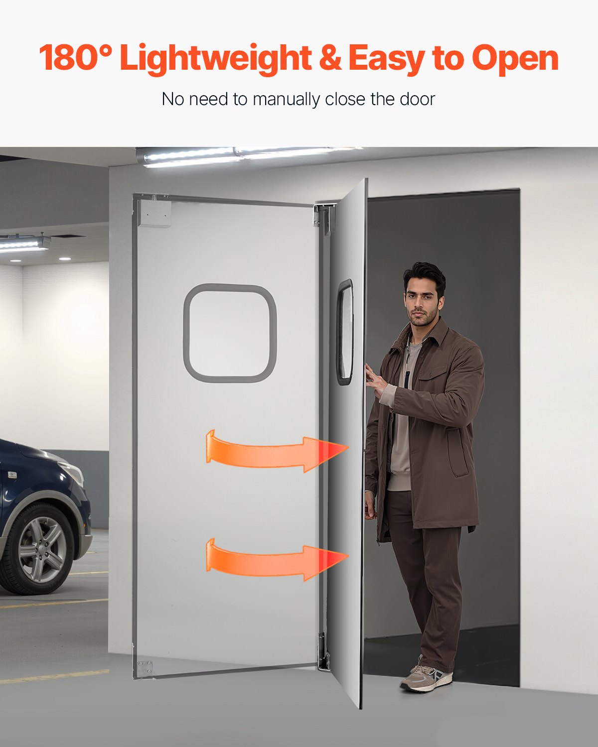 Traffic Swing Door, Single Panel Fits Door Opening 91.4 x 213.4 cm, Stainless Steel Commercial Swinging Doors with Hardware & Accessories, Ideal for Residential Use, Durable & Easy to Install