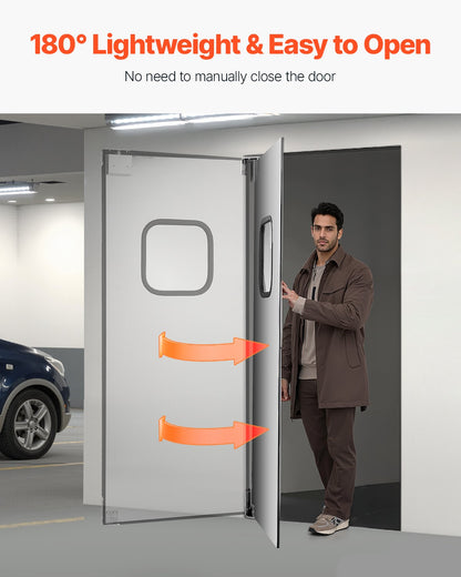 Traffic Swing Door, Single Panel Fits Door Opening 91.4 x 213.4 cm, Stainless Steel Commercial Swinging Doors with Hardware & Accessories, Ideal for Residential Use, Durable & Easy to Install