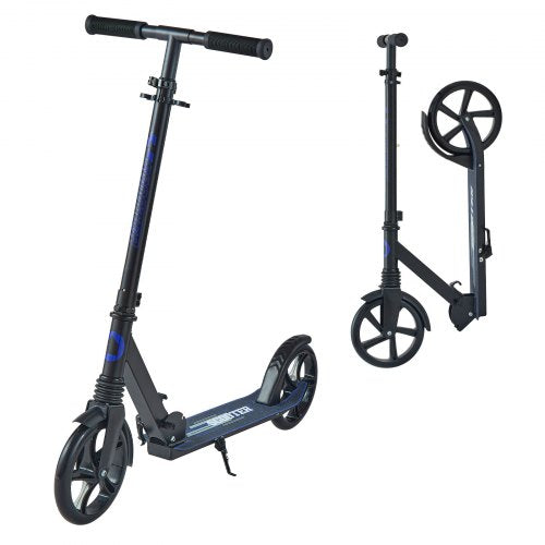 Kick Scooter for Kids Ages 8+, Teens & Adults, 2-Wheel Toddler Scooter with Adjustable Height Handlebar, Wide Anti-Slip Deck, Foldable Lightweight for Boys & Girls up to 99.8 kg, Black + Purple