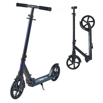 Kick Scooter for Kids Ages 8+, Teens & Adults, 2-Wheel Toddler Scooter with Adjustable Height Handlebar, Wide Anti-Slip Deck, Foldable Lightweight for Boys & Girls up to 99.8 kg, Black + Purple