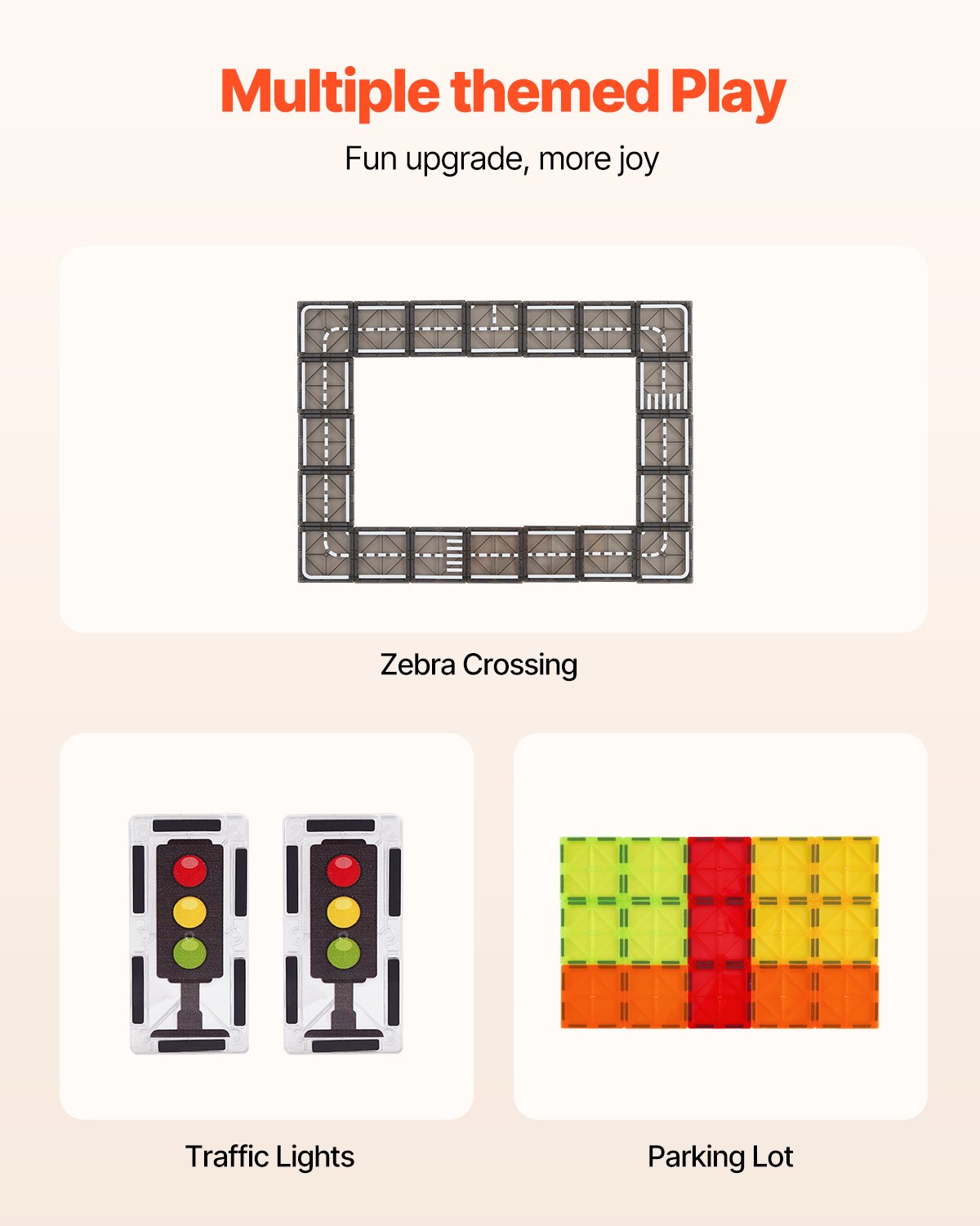 Magnetic Tiles, 56 PCS Magnetic Road Building Blocks for Kids, Magnet Building Set with Storage Bag, STEM Sensory Educational City Construction Stacking Toys Gift for Toddlers Boys Girls Aged 3+