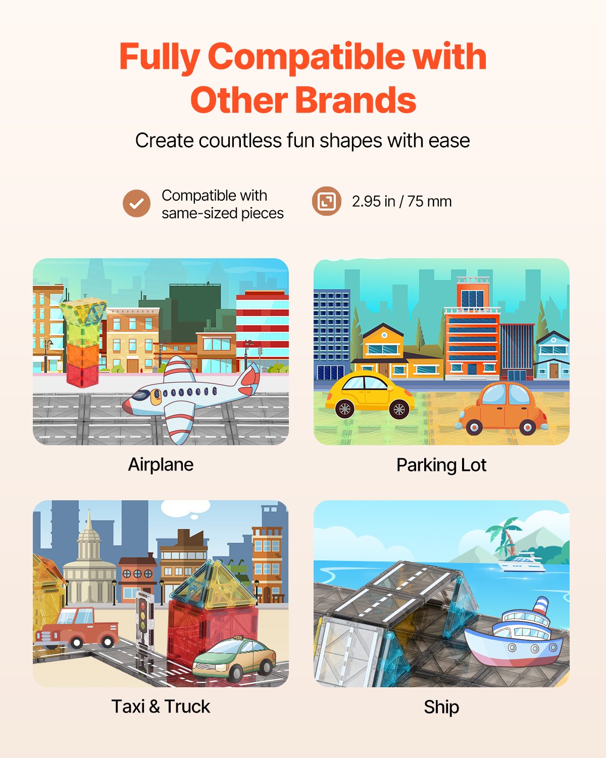 Magnetic Tiles, 56 PCS Magnetic Road Building Blocks for Kids, Magnet Building Set with Storage Bag, STEM Sensory Educational City Construction Stacking Toys Gift for Toddlers Boys Girls Aged 3+