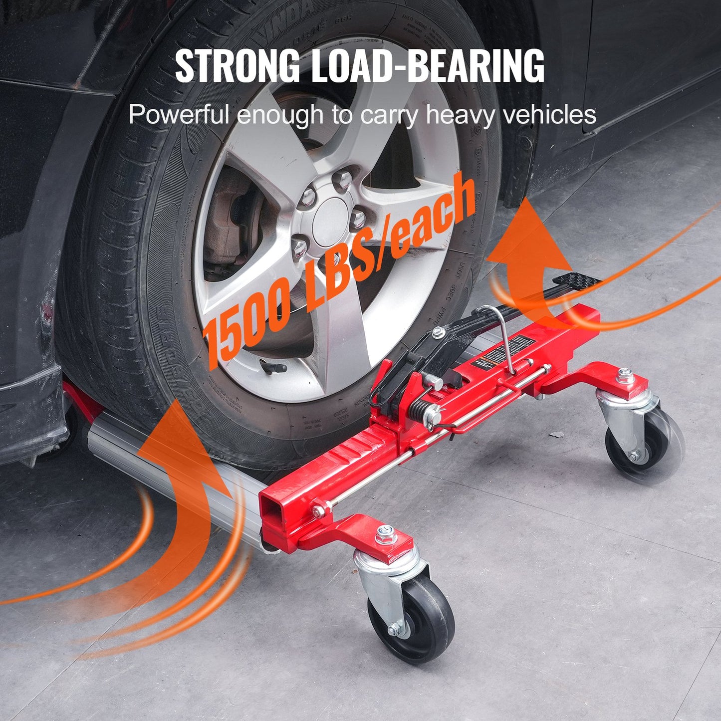Wheel Dolly, Max Capacity 1500 Lbs Car Dolly, Car Jack Dolly Lifter with 360° Rotatable Wheels, Heavy Duty Vehicle Positioning Ratchet Tire Jack, for Vehicle Car Auto Repair Moving, Set of 2