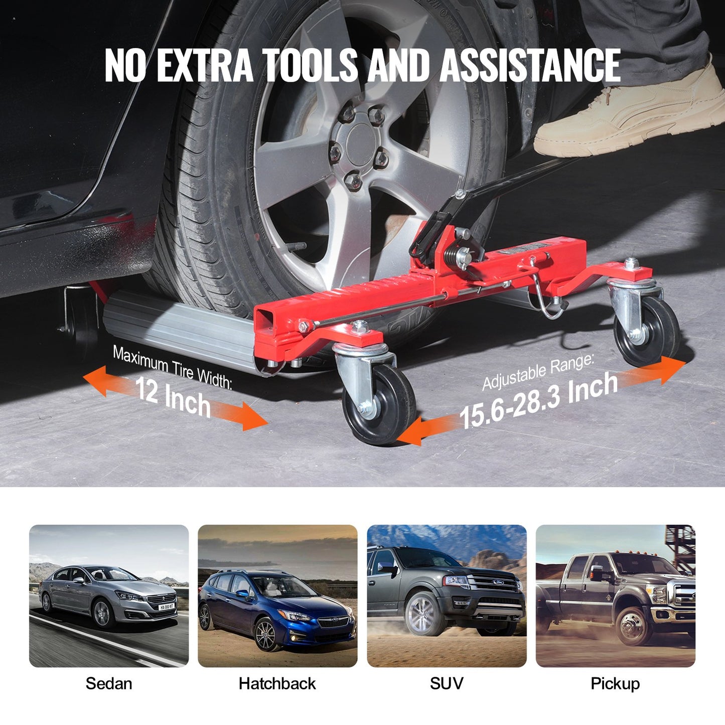 Wheel Dolly, Max Capacity 1500 Lbs Car Dolly, Car Jack Dolly Lifter with 360° Rotatable Wheels, Heavy Duty Vehicle Positioning Ratchet Tire Jack, for Vehicle Car Auto Repair Moving, Set of 2
