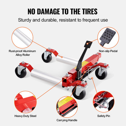 Wheel Dolly, Max Capacity 1500 Lbs Car Dolly, Car Jack Dolly Lifter with 360° Rotatable Wheels, Heavy Duty Vehicle Positioning Hydraulic Tire Jack, for Vehicle Car Auto Repair Moving, Set of 2