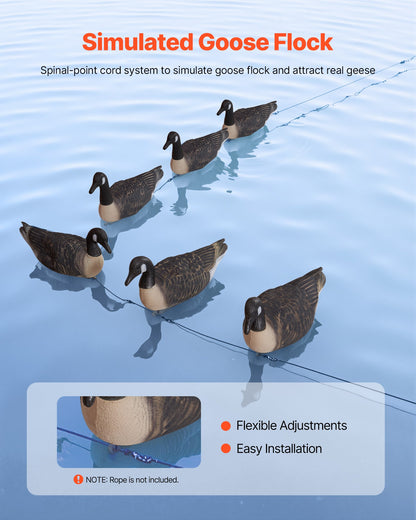 Canada Goose Decoys, Outdoors Goose Decoy for Waterfowl Hunting, Durable Plastic Floaters with Ultra Realistic Paint, for Pool, Pond, Lake, Garden Yard Decoration, Easy to Carry and Use, 6-Pack