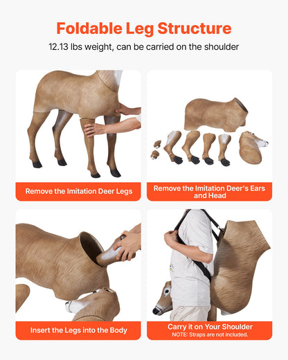 Hjortlockbete, utomhushjortlockbete för jakt, realistiskt hållbart HDPE-jaktlockbete, vikbara ben för enkel transport och användning, för trädgårdsdekoration, 1-pack