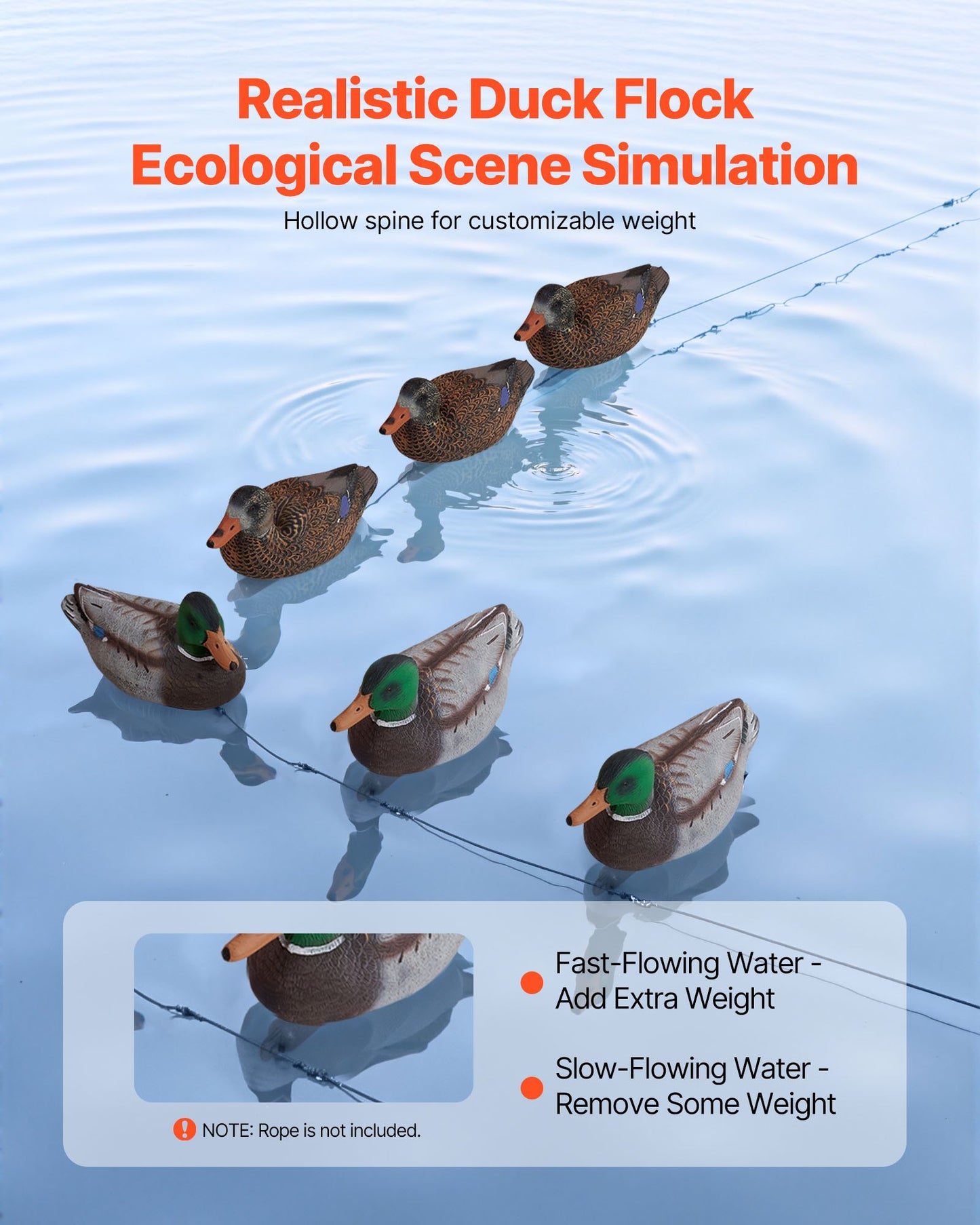 Anklockor, realistiska flytande anklockor, viktförskjutna simfångare, stöttåliga och tysta XPE-anklockor för utomhusjakt, för pool, damm och sjö, trädgårdsdekoration, 6-pack