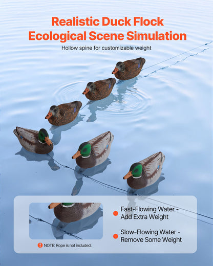 Anklockor, realistiska flytande anklockor, viktförskjutna simfångare, stöttåliga och tysta XPE-anklockor för utomhusjakt, för pool, damm och sjö, trädgårdsdekoration, 6-pack
